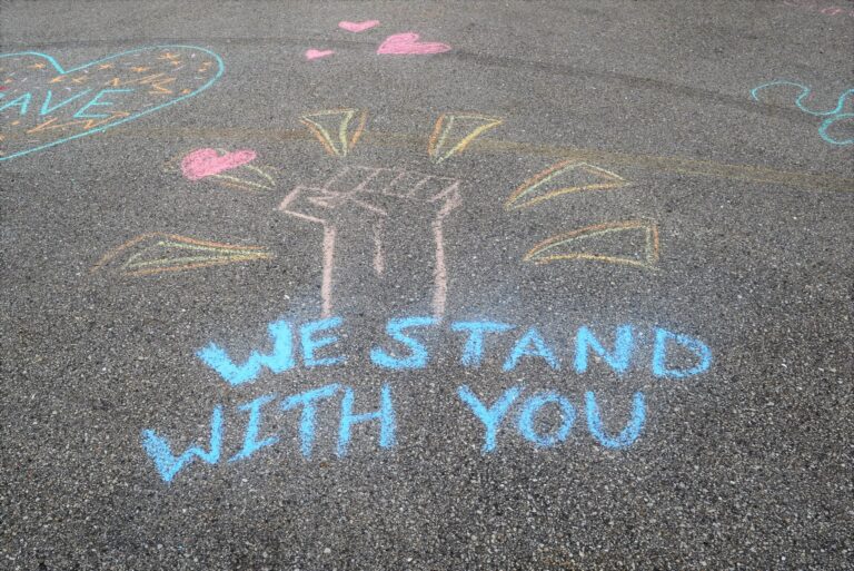 We Stand With You chalk drawing