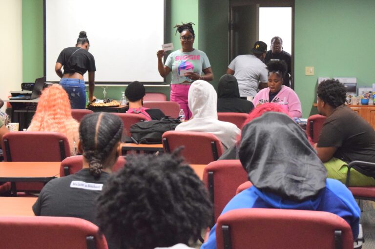Woman teaching classroom
